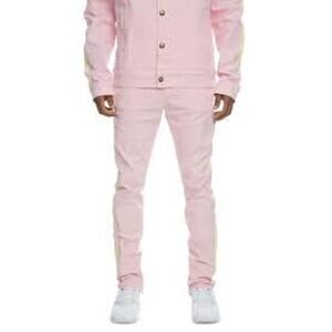 Men's‎ Pink Dolphin Pink w/Yellow Tuxedo Stripe Cotton Blend Denim Jeans Size 30